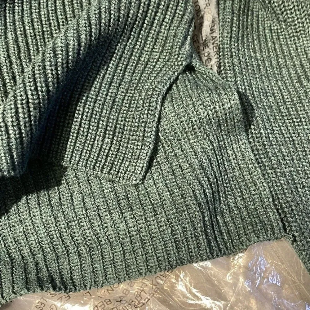 Goodthreads Women’s Size M Knit Sweater Green Cotton Shaker Stitch Round Neck